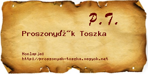 Proszonyák Toszka névjegykártya